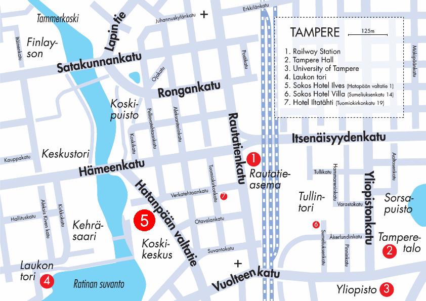 map of Tampere centre